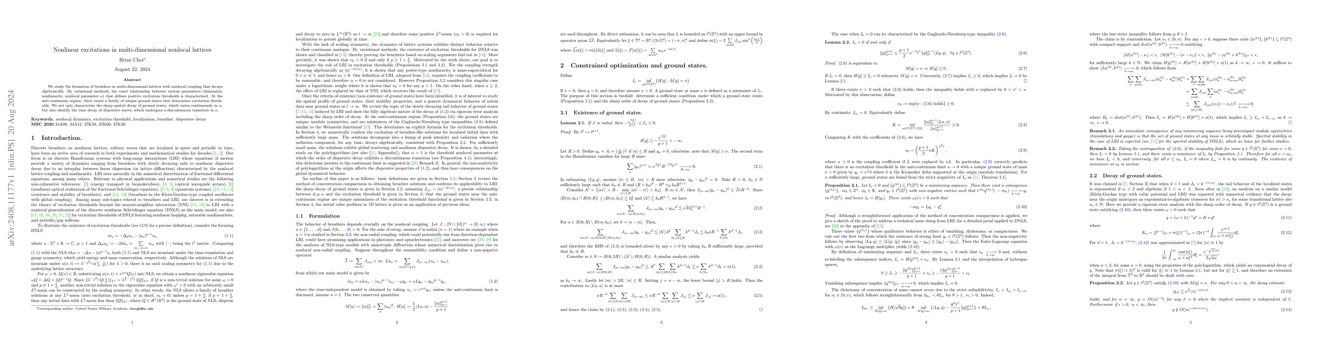 Thumbnail for Nonlinear excitations in multi-dimensional nonlocal lattices