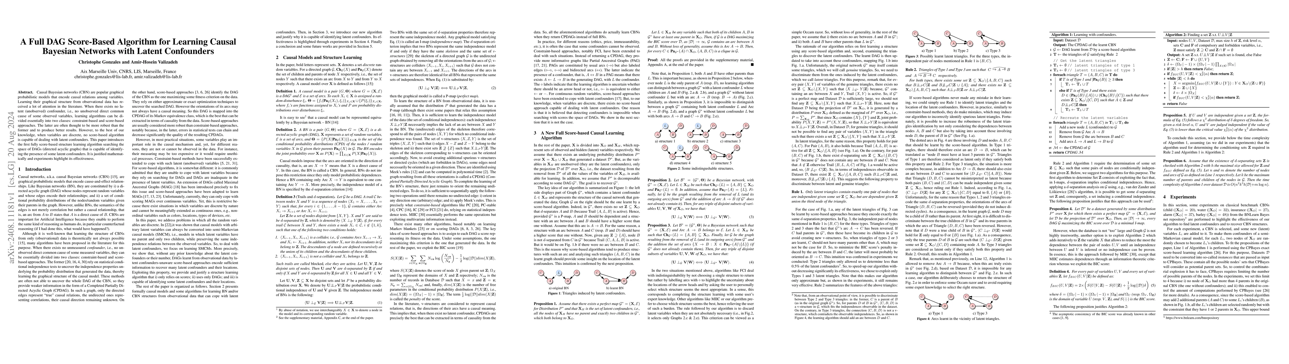Thumbnail for A Full DAG Score-Based Algorithm for Learning Causal Bayesian Networks
  with Latent Confounders
