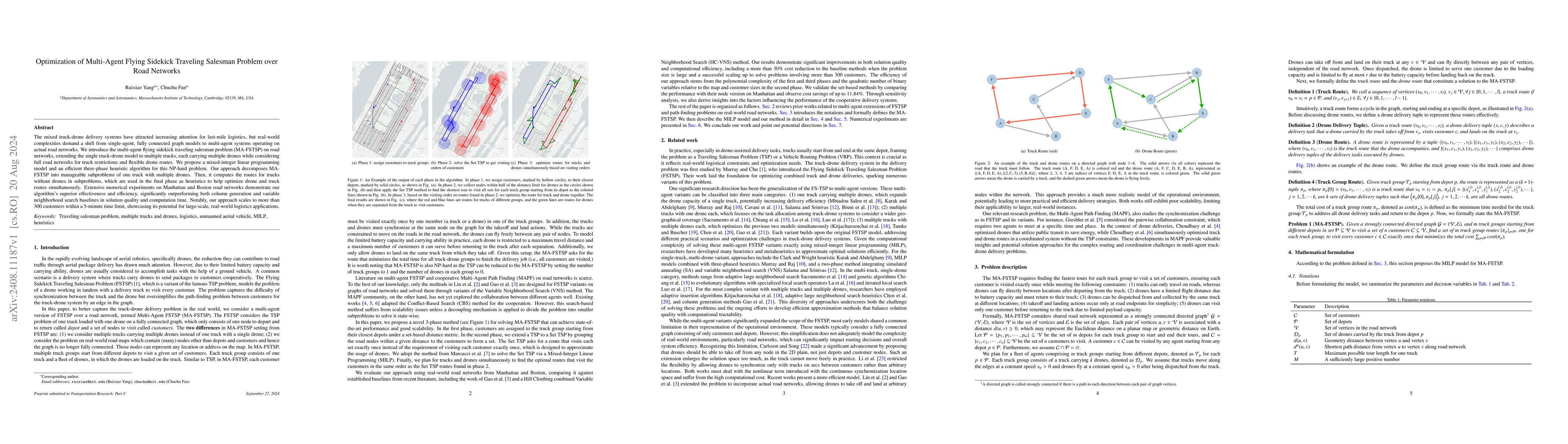 Thumbnail for Optimization of Multi-Agent Flying Sidekick Traveling Salesman Problem
  over Road Networks