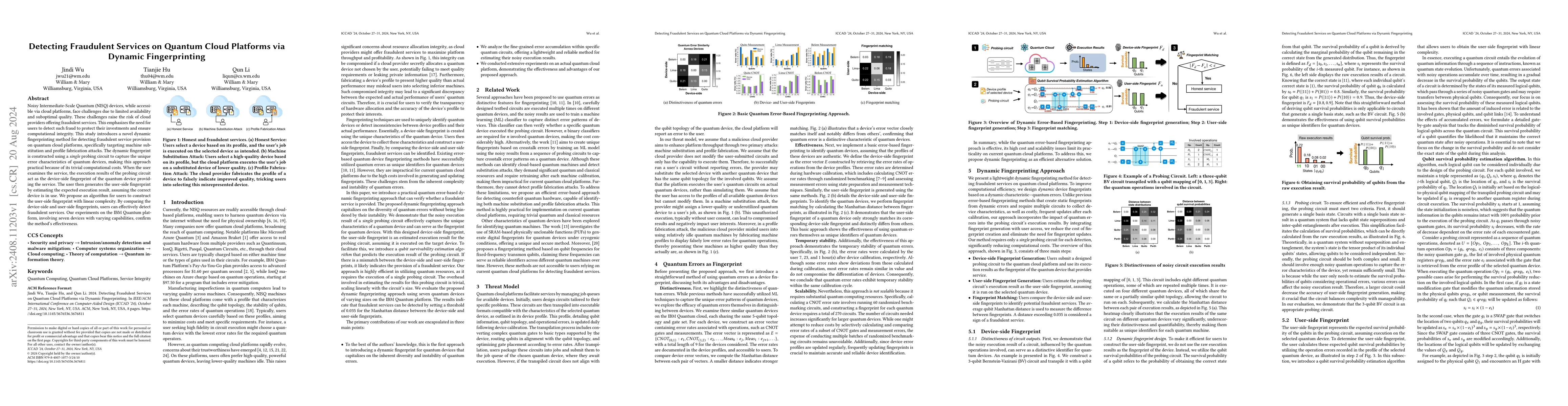 Thumbnail for Detecting Fraudulent Services on Quantum Cloud Platforms via Dynamic
  Fingerprinting