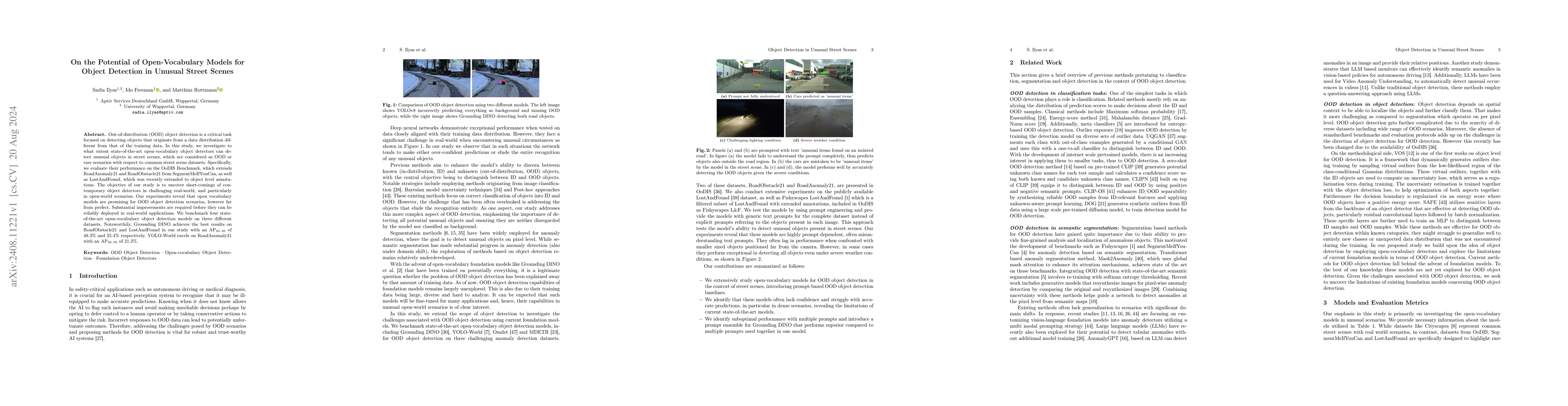 Thumbnail for On the Potential of Open-Vocabulary Models for Object Detection in
  Unusual Street Scenes