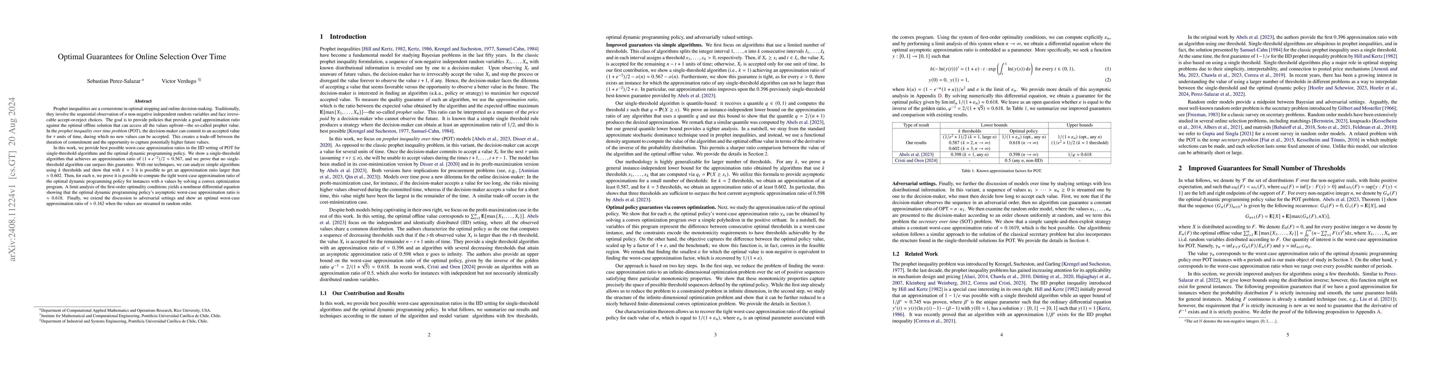 Thumbnail for Optimal Guarantees for Online Selection Over Time