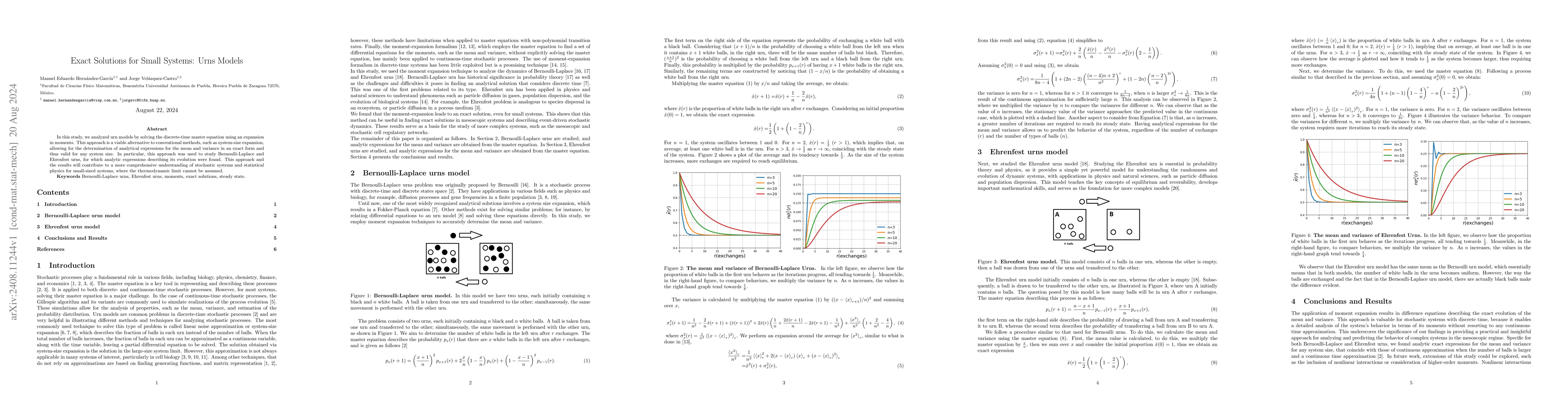 Thumbnail for Exact Solutions for Small Systems: Urns Models
