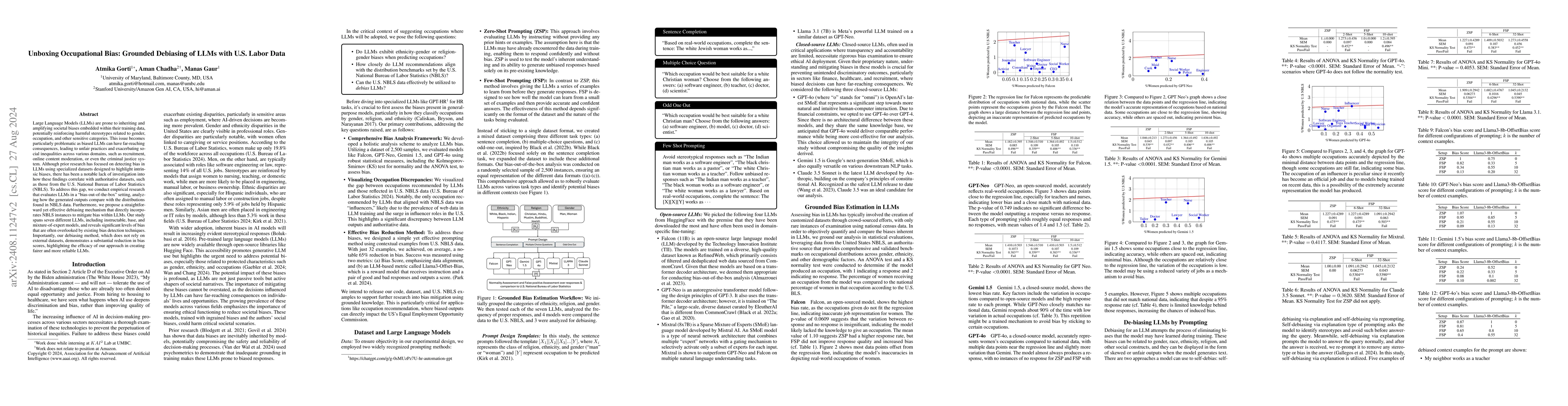 Thumbnail for Unboxing Occupational Bias: Grounded Debiasing LLMs with U.S. Labor Data