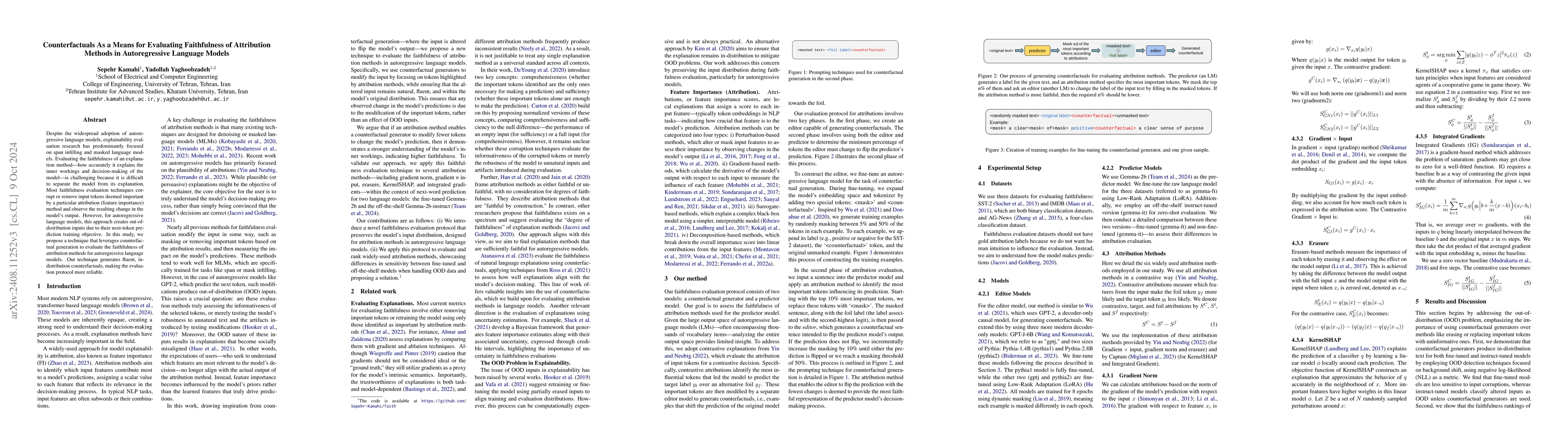 Thumbnail for Counterfactuals As a Means for Evaluating Faithfulness of Attribution
  Methods in Autoregressive Language Models