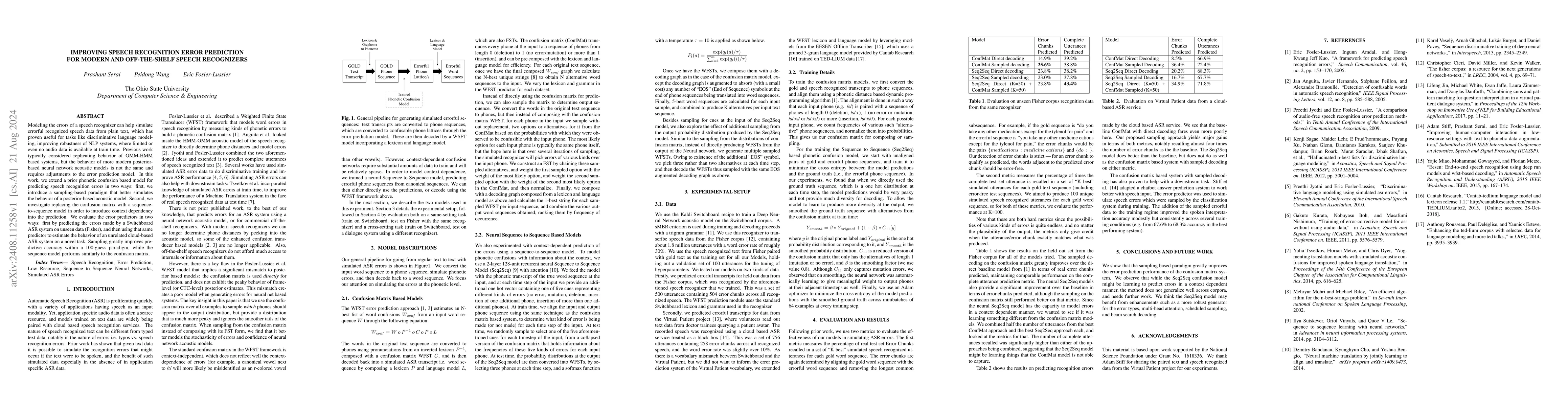 Thumbnail for Improving Speech Recognition Error Prediction for Modern and
  Off-the-shelf Speech Recognizers