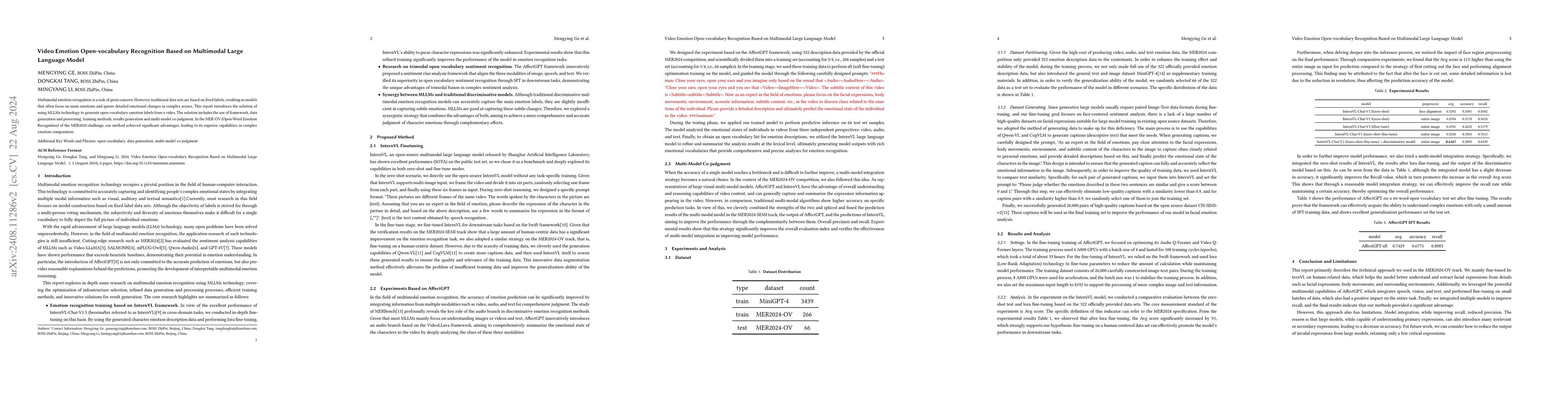 Thumbnail for Video Emotion Open-vocabulary Recognition Based on Multimodal Large
  Language Model