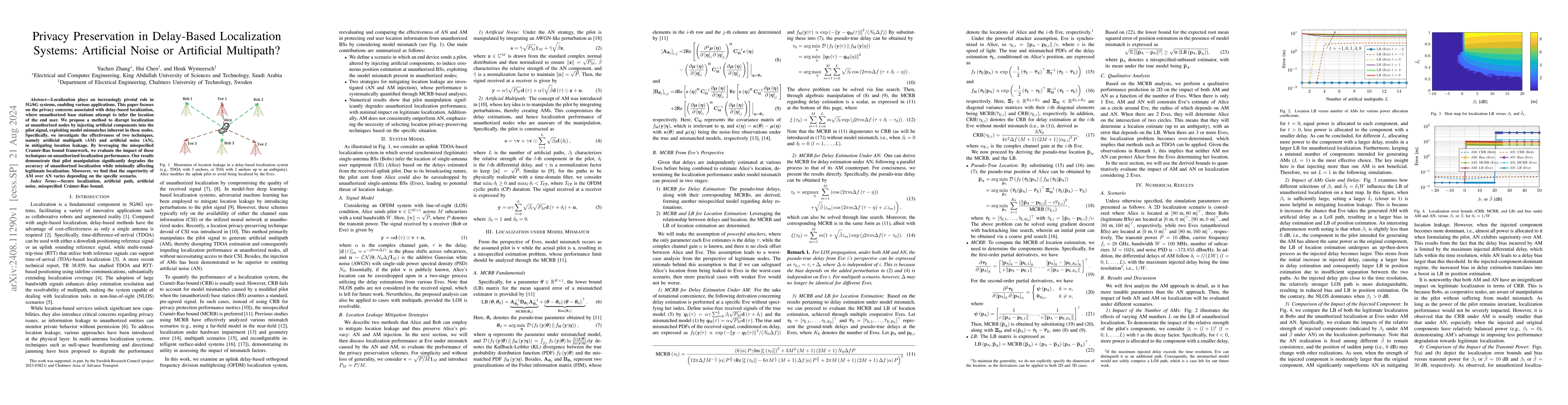 Thumbnail for Privacy Preservation in Delay-Based Localization Systems: Artificial
  Noise or Artificial Multipath?