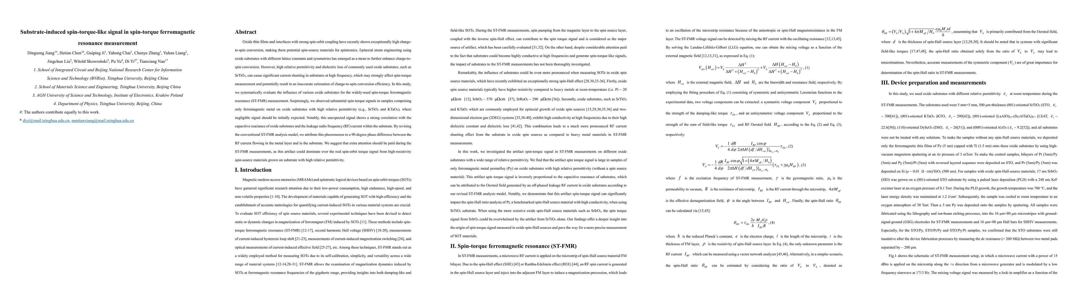 Thumbnail for Substrate-induced spin-torque-like signal in spin-torque ferromagnetic
  resonance measurement