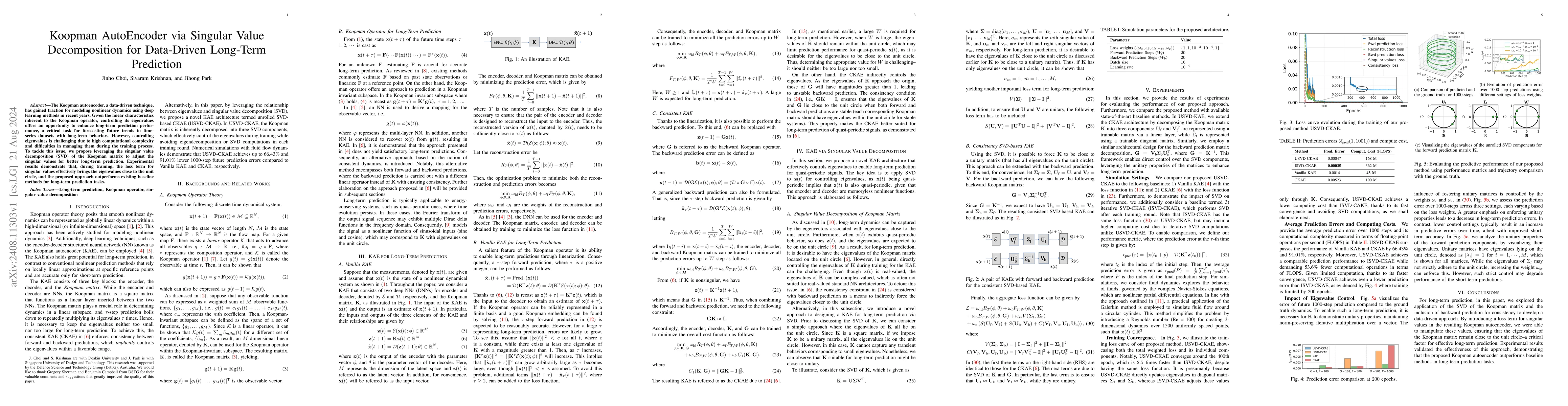 Thumbnail for Koopman AutoEncoder via Singular Value Decomposition for Data-Driven
  Long-Term Prediction