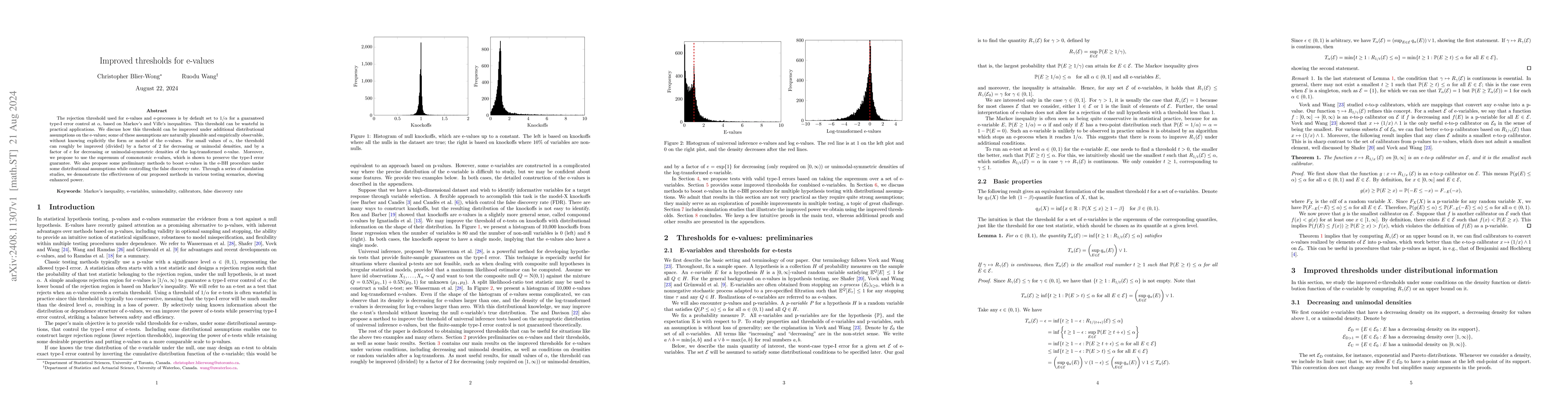 Thumbnail for Improved thresholds for e-values