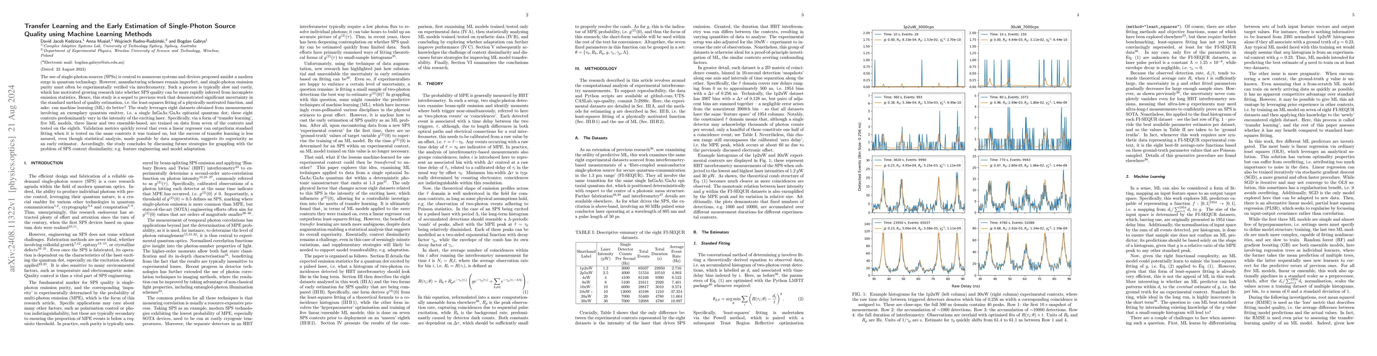 Thumbnail for Transfer Learning and the Early Estimation of Single-Photon Source
  Quality using Machine Learning Methods