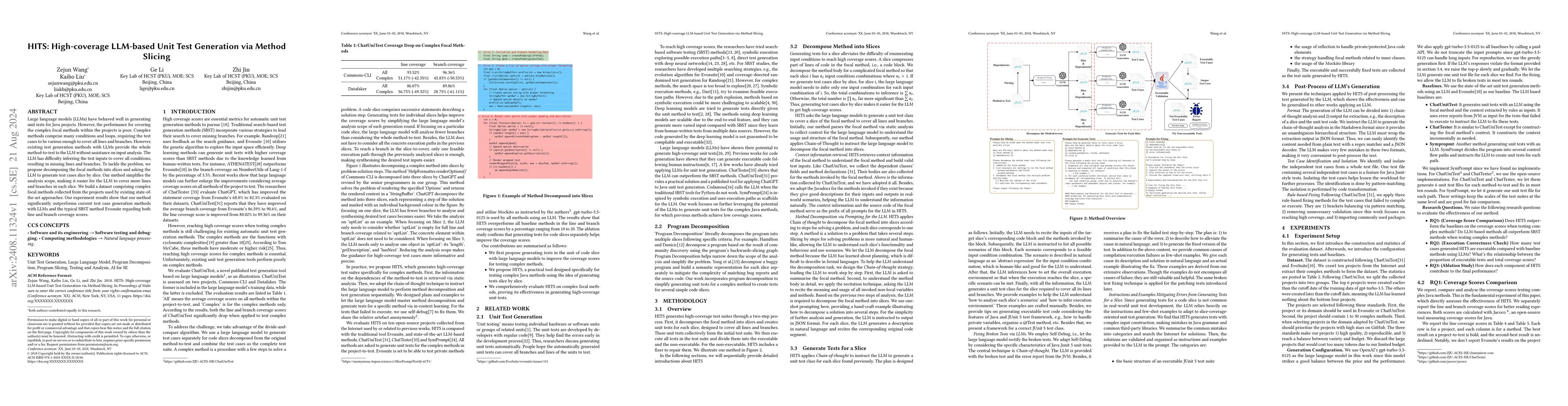 Thumbnail for HITS: High-coverage LLM-based Unit Test Generation via Method Slicing