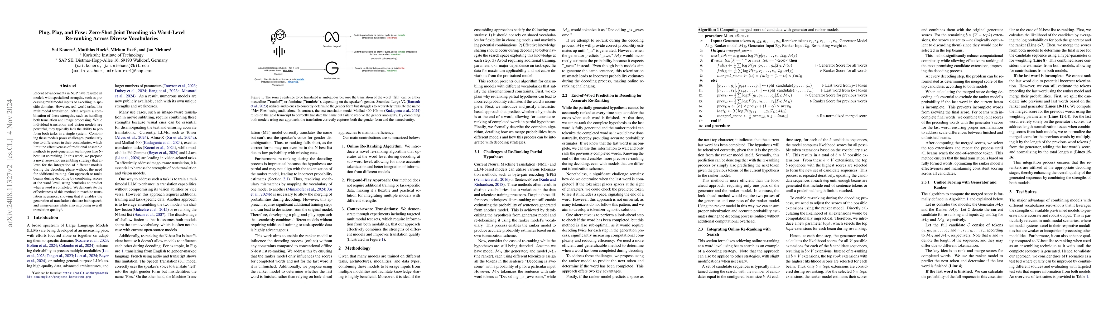 Thumbnail for Plug, Play, and Fuse: Zero-Shot Joint Decoding via Word-Level Re-ranking
  Across Diverse Vocabularies