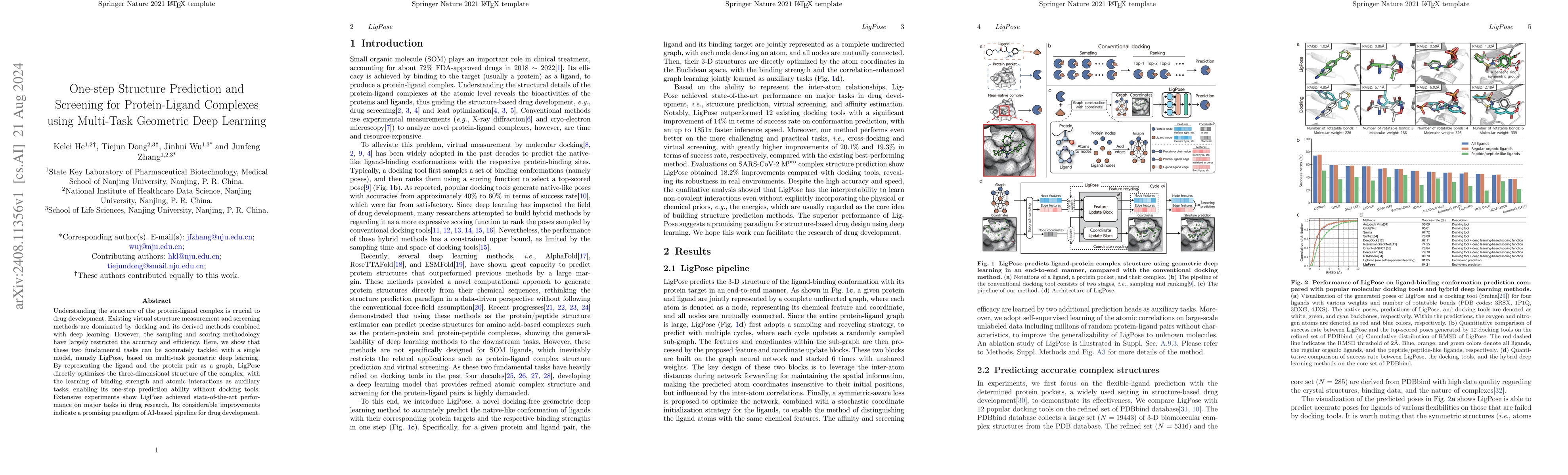 Thumbnail for One-step Structure Prediction and Screening for Protein-Ligand Complexes
  using Multi-Task Geometric Deep Learning