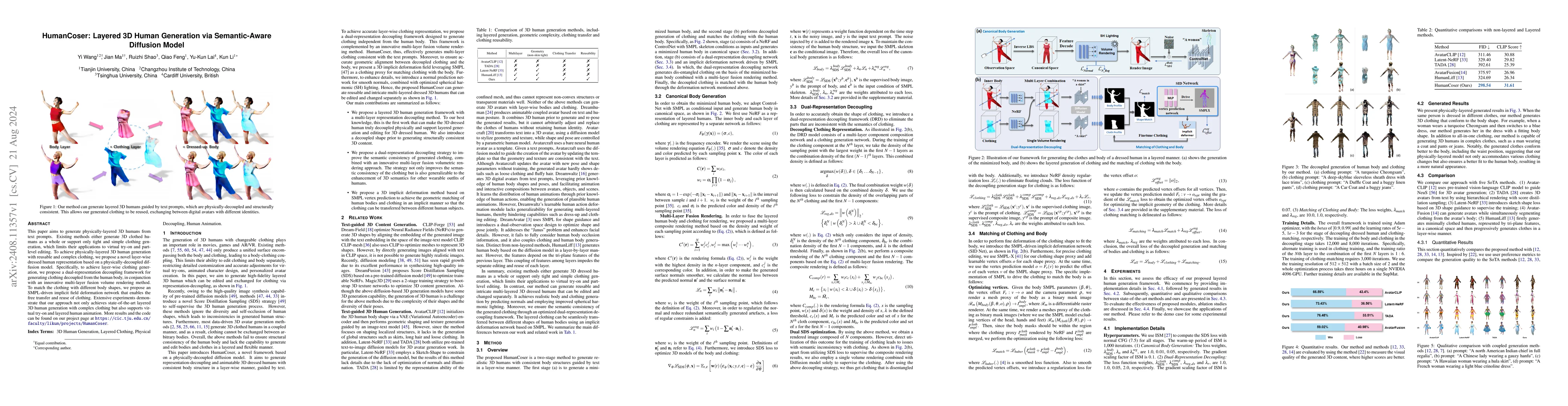 Thumbnail for HumanCoser: Layered 3D Human Generation via Semantic-Aware Diffusion
  Model