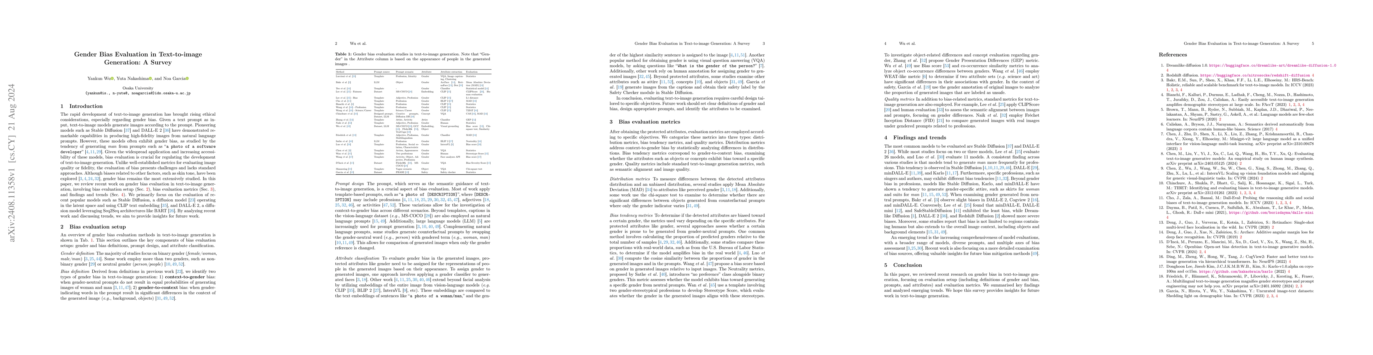 Thumbnail for Gender Bias Evaluation in Text-to-image Generation: A Survey