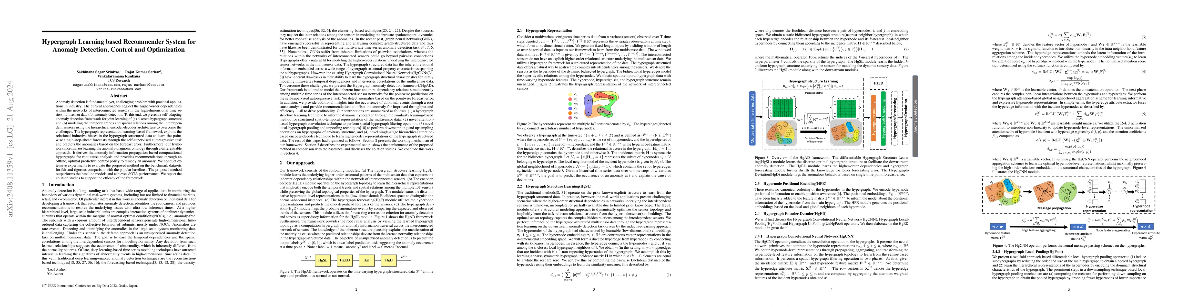 Thumbnail for Hypergraph Learning based Recommender System for Anomaly Detection,
  Control and Optimization