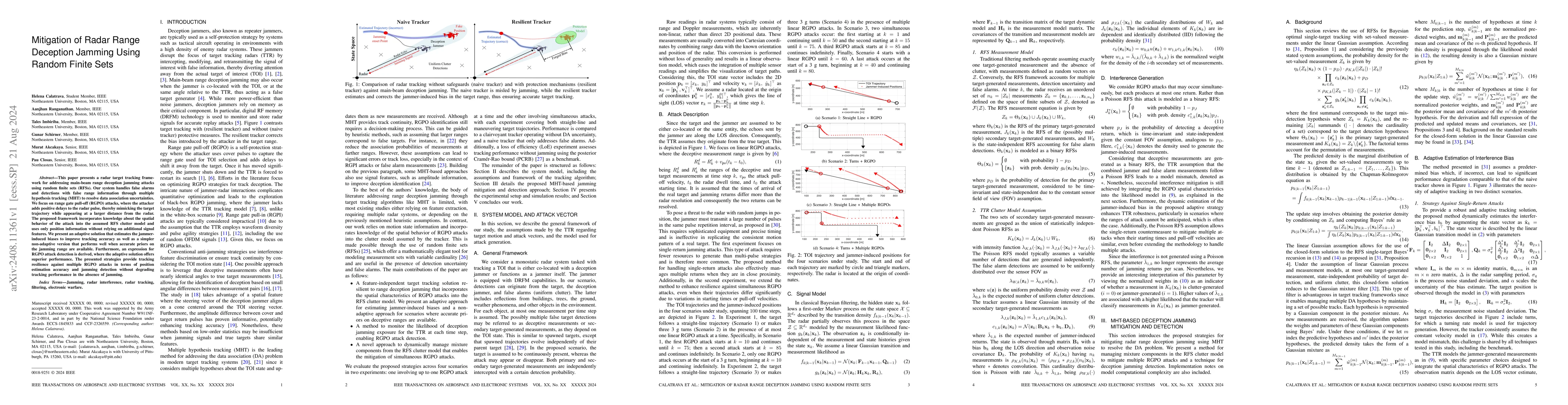 Thumbnail for Mitigation of Radar Range Deception Jamming Using Random Finite Sets