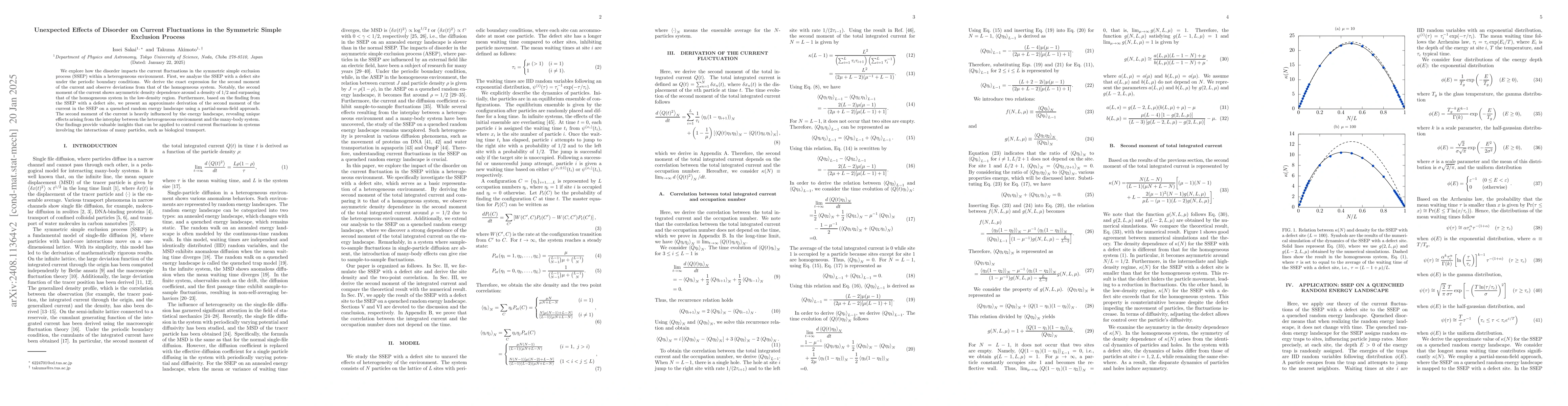 Thumbnail for Unexpected Effects of Disorder on Current Fluctuations in the Symmetric
  Simple Exclusion Process