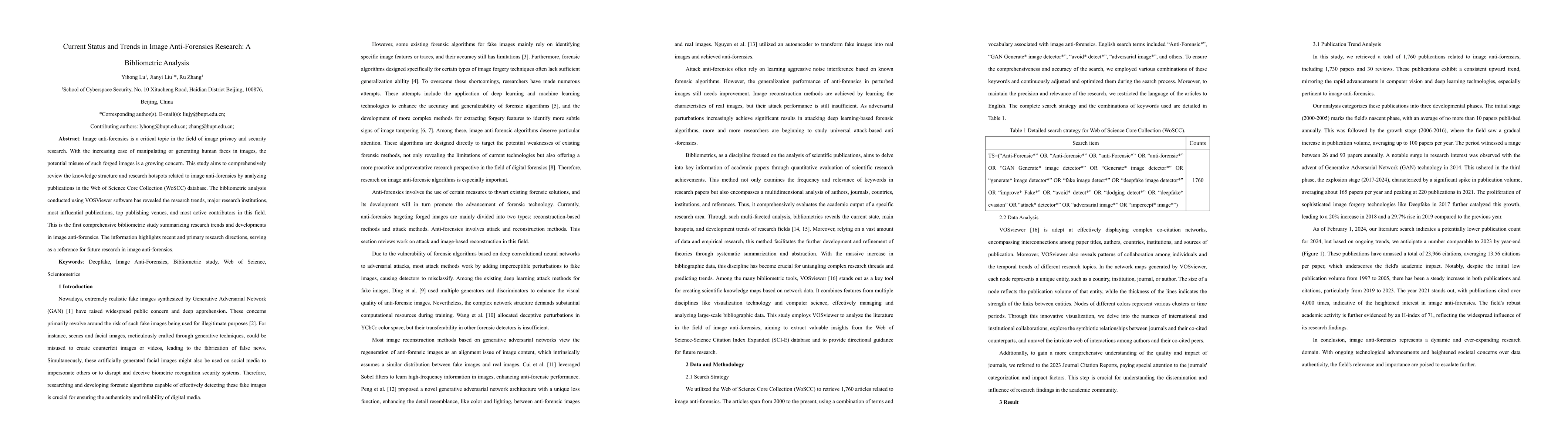 Thumbnail for Current Status and Trends in Image Anti-Forensics Research: A
  Bibliometric Analysis