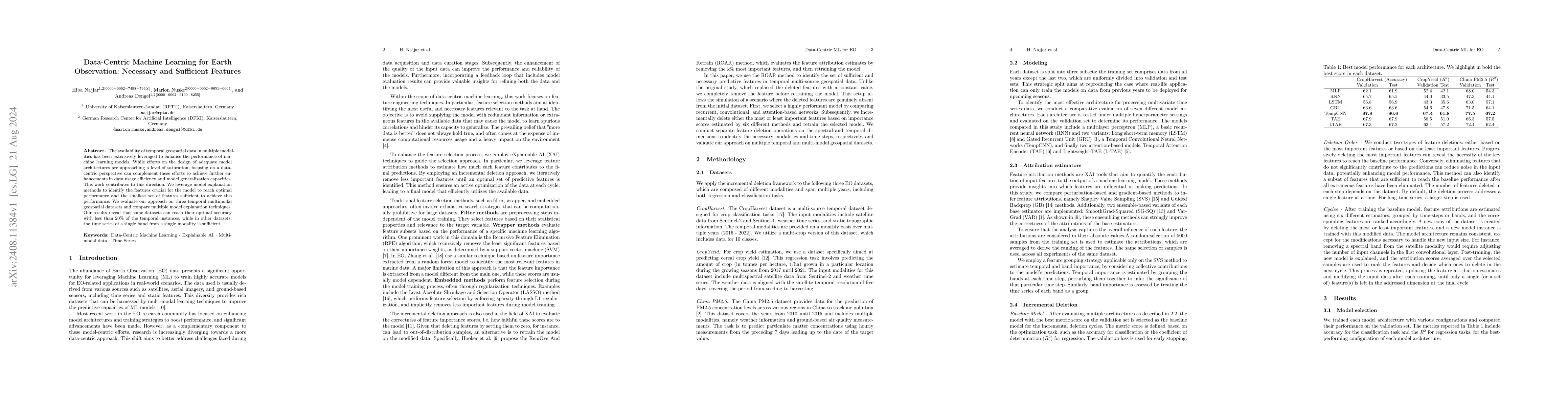 Thumbnail for Data-Centric Machine Learning for Earth Observation: Necessary and
  Sufficient Features