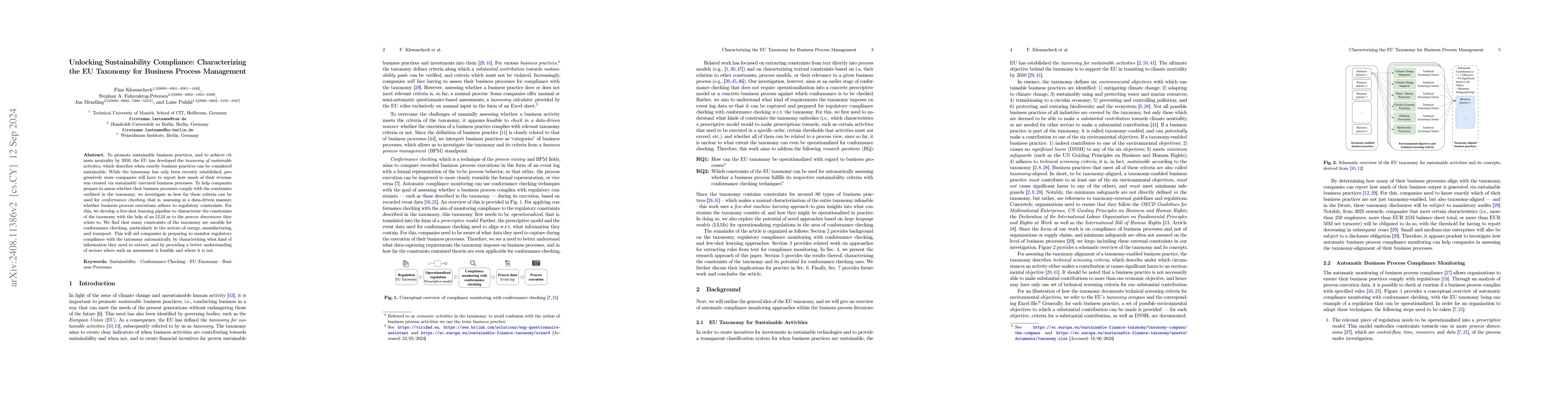 Thumbnail for Unlocking Sustainability Compliance: Characterizing the EU Taxonomy for
  Business Process Management