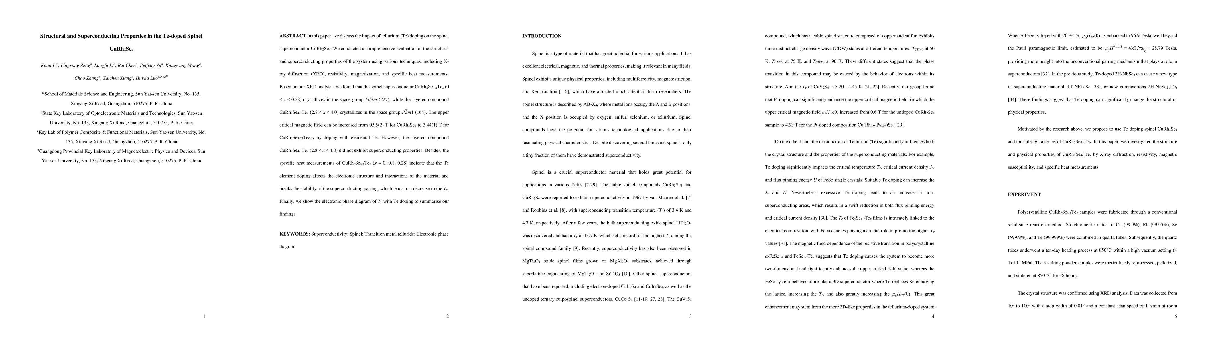 Thumbnail for Structural and Superconducting Properties in the Te-doped Spinel
  CuRh2Se4