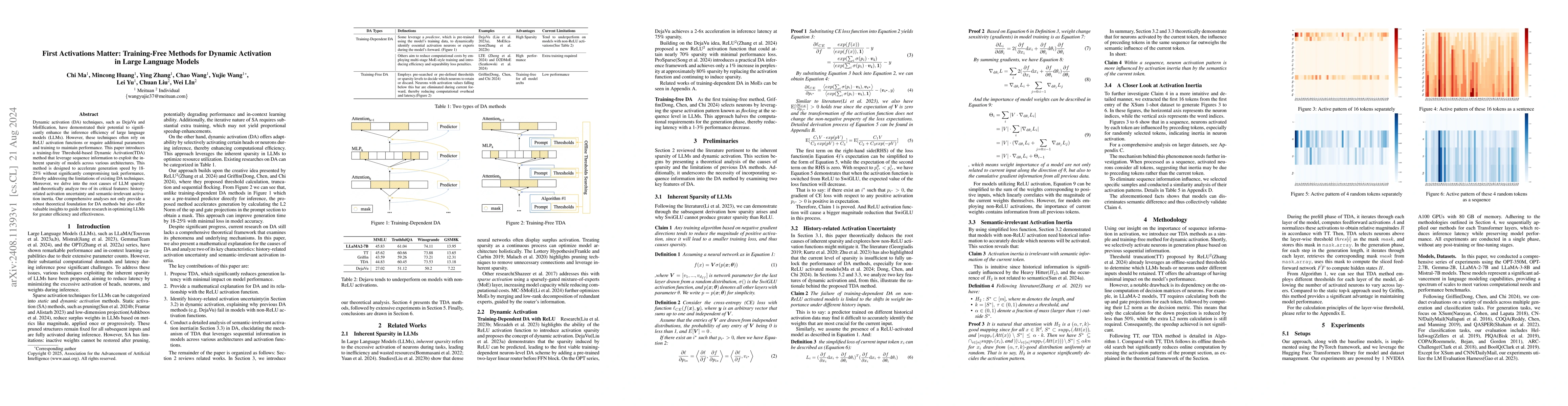 Thumbnail for First Activations Matter: Training-Free Methods for Dynamic Activation
  in Large Language Models