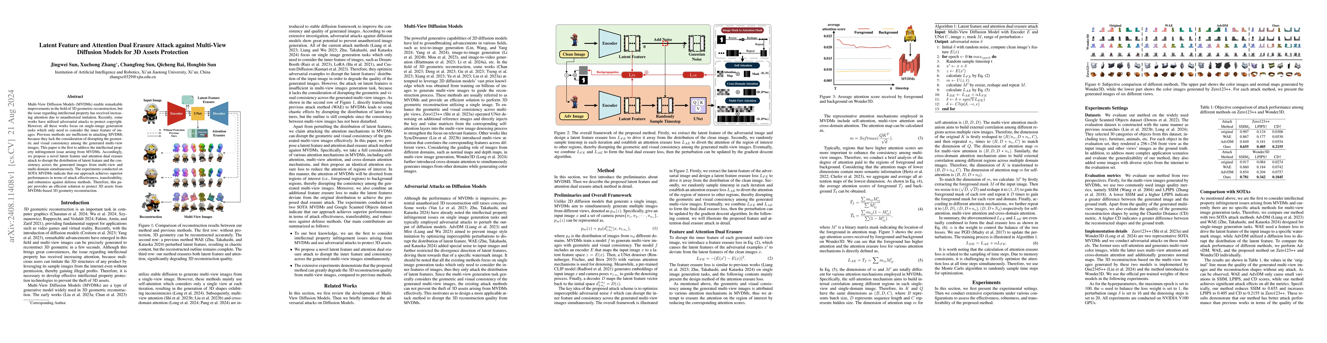 Thumbnail for Latent Feature and Attention Dual Erasure Attack against Multi-View
  Diffusion Models for 3D Assets Protection