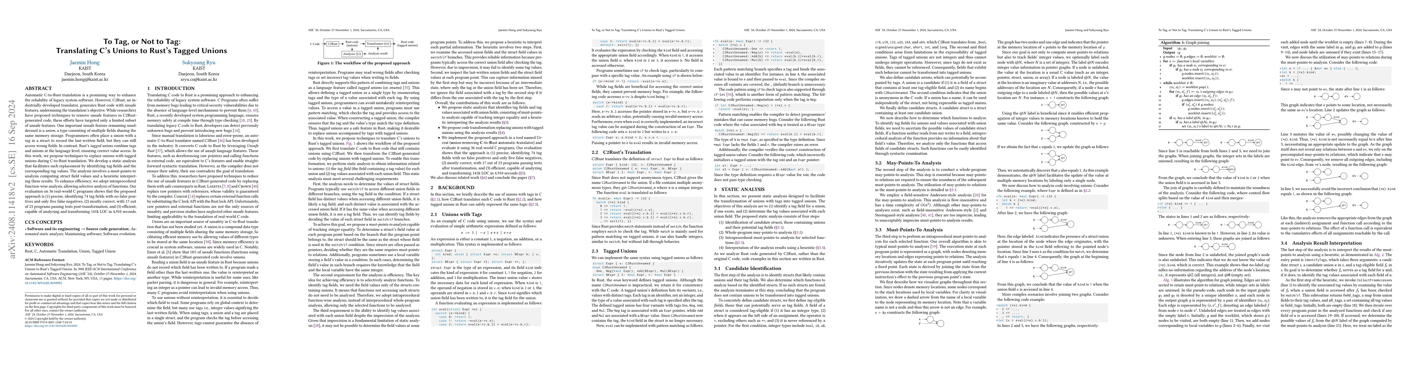 Thumbnail for To Tag, or Not to Tag: Translating C's Unions to Rust's Tagged Unions