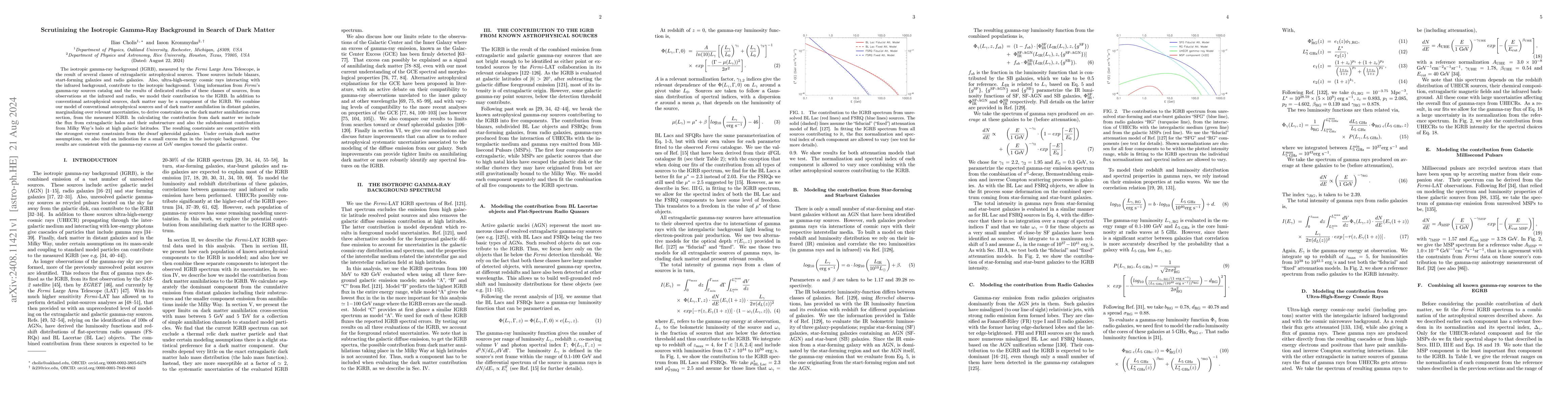 Thumbnail for Scrutinizing the Isotropic Gamma-Ray Background in Search of Dark Matter
