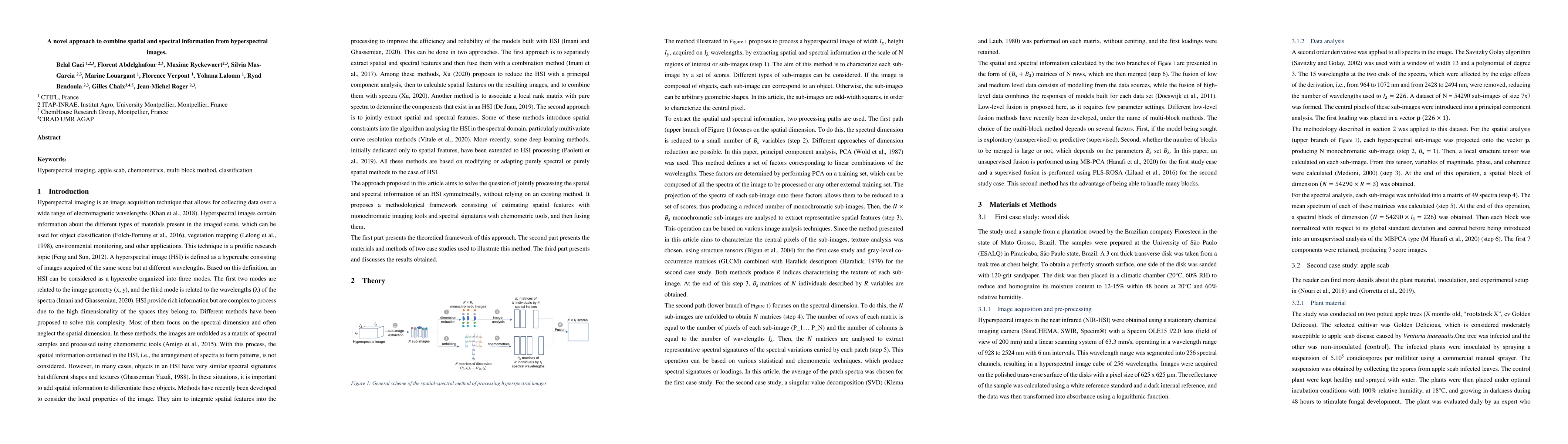 Thumbnail for A novel approach to combine spatial and spectral information from
  hyperspectral images
