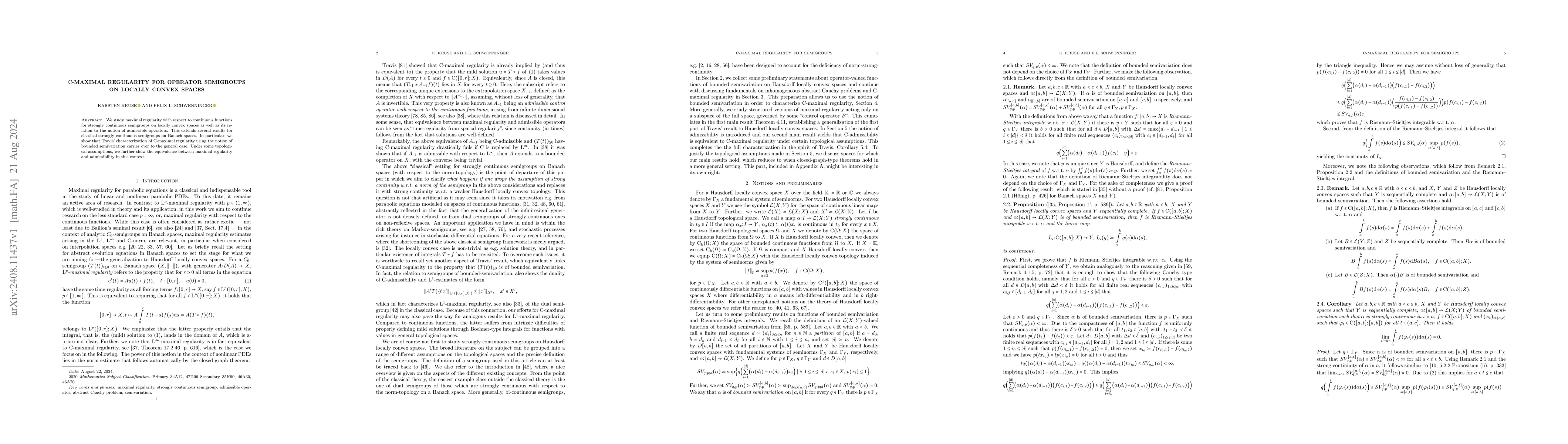 Thumbnail for $\mathrm{C}$-maximal regularity for operator semigroups on locally
  convex spaces