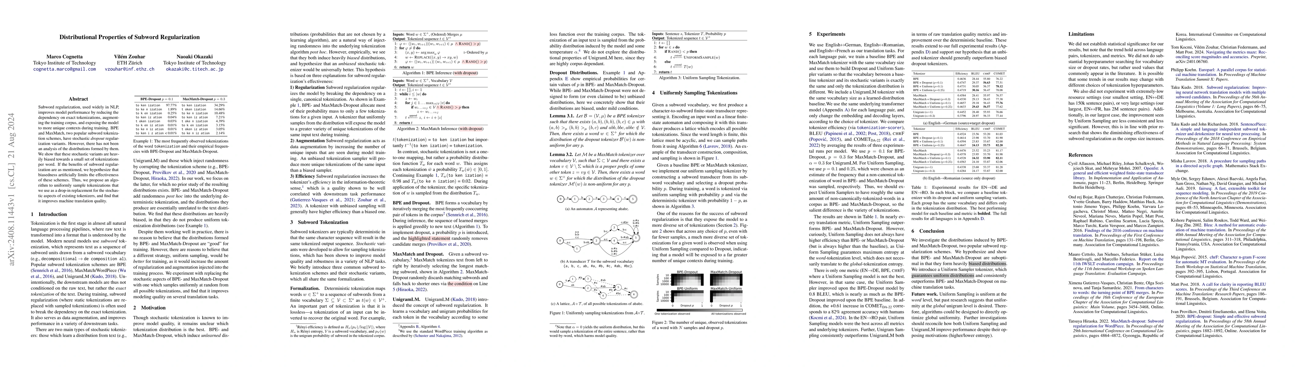 Thumbnail for Distributional Properties of Subword Regularization
