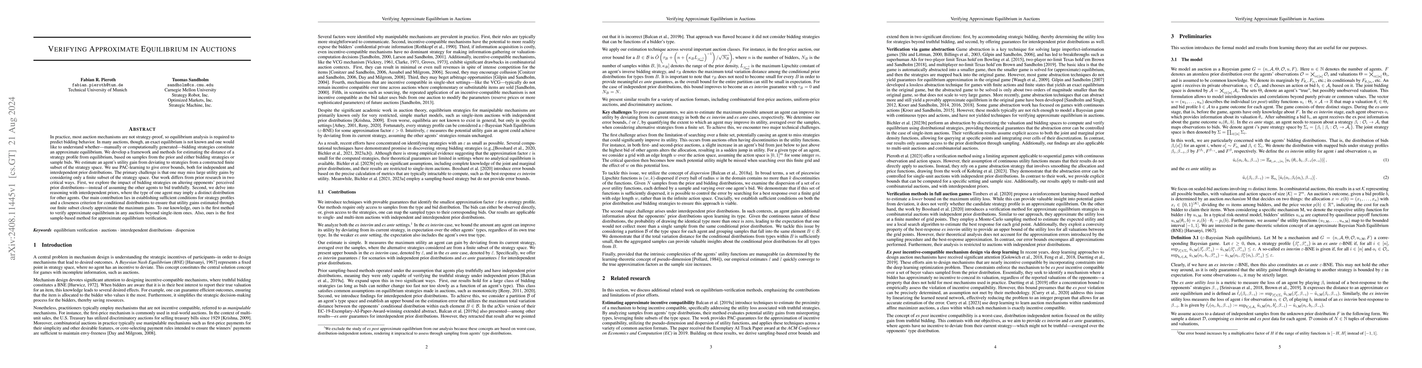 Thumbnail for Verifying Approximate Equilibrium in Auctions