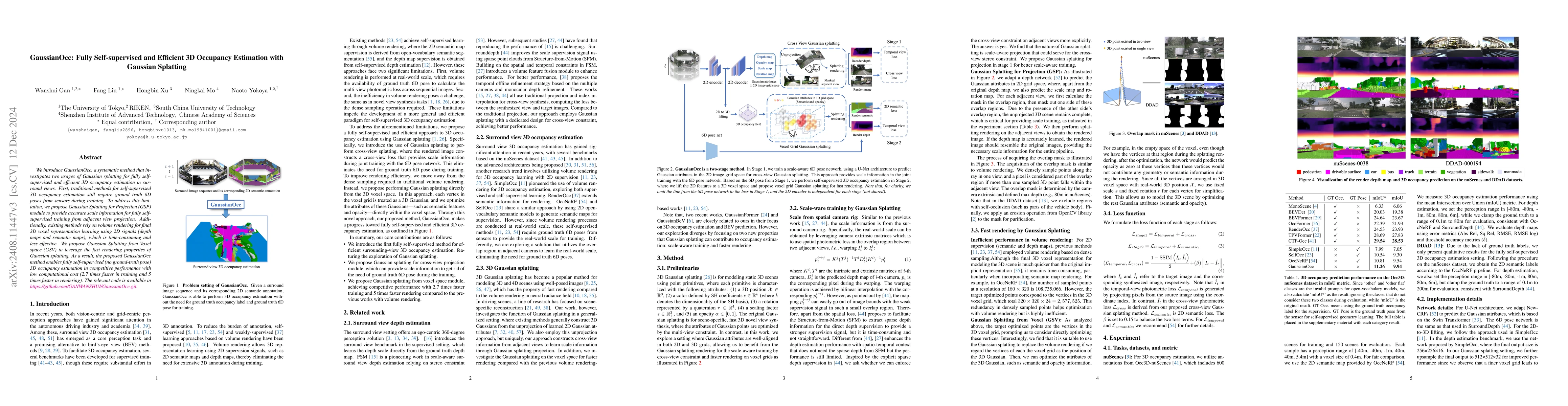 Thumbnail for GaussianOcc: Fully Self-supervised and Efficient 3D Occupancy Estimation
  with Gaussian Splatting