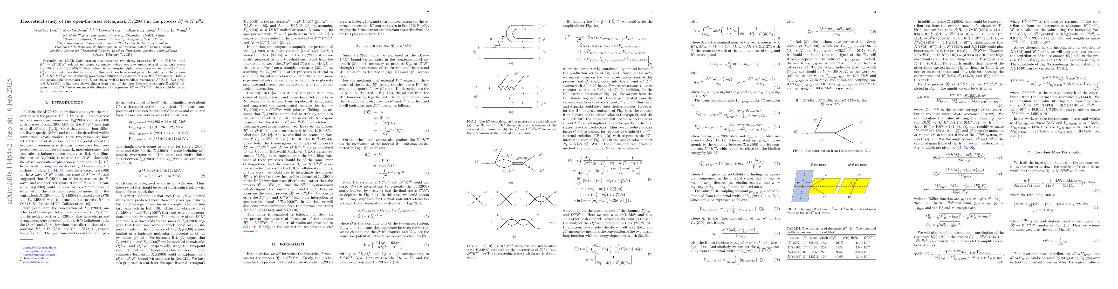 Thumbnail for Theoretical study of the open-flavor tetraquark $T_{c\bar{s}}(2900)$ in
  the process $\bar{B}_s^0 \to K^0 D^0 π^0$