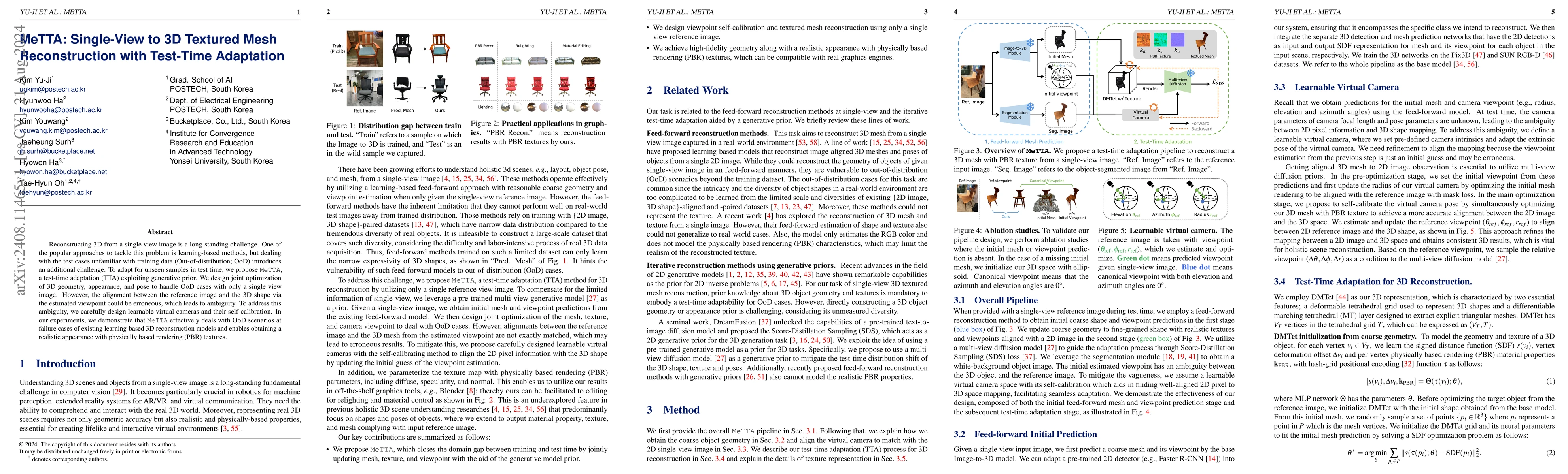 Thumbnail for MeTTA: Single-View to 3D Textured Mesh Reconstruction with Test-Time
  Adaptation
