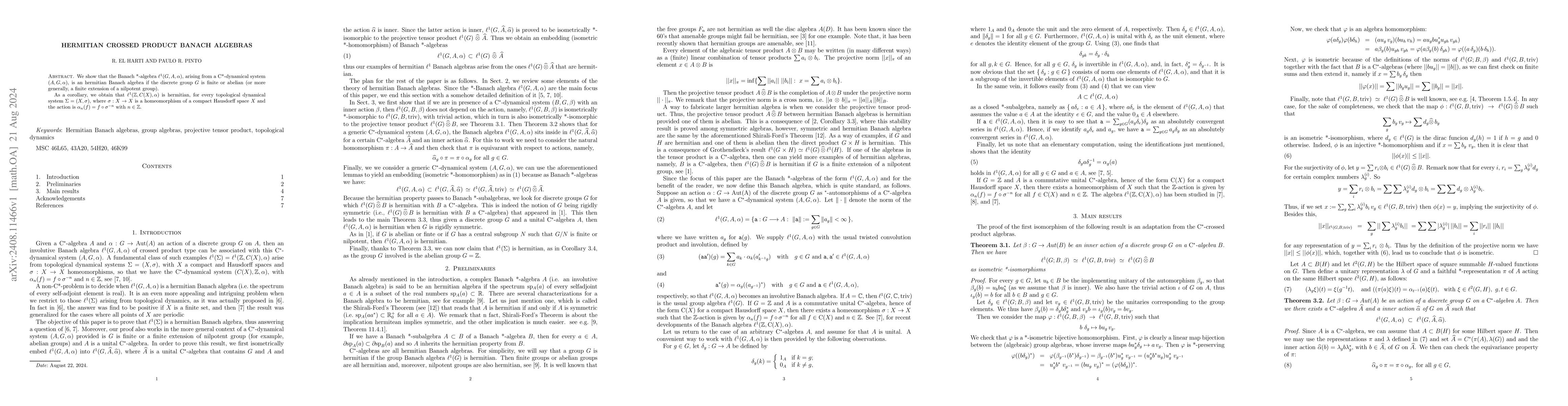 Thumbnail for Hermitian crossed product Banach algebras