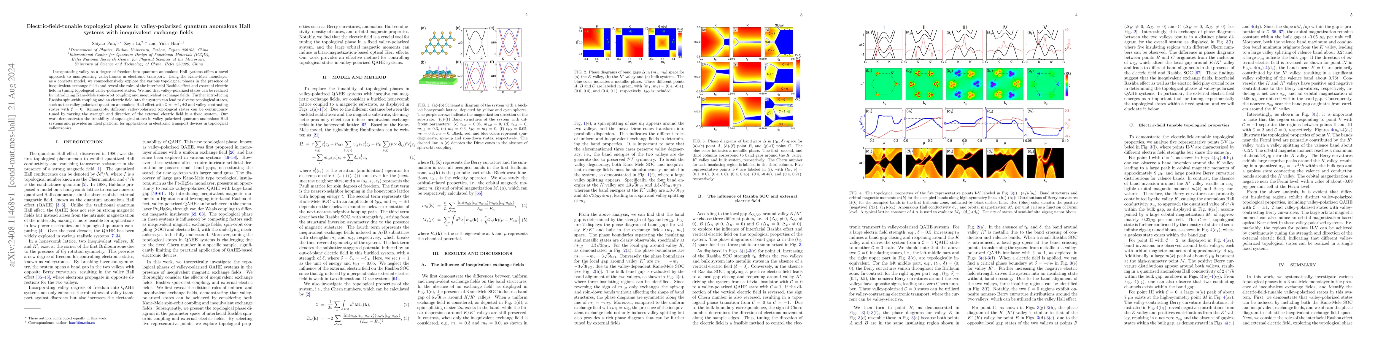 Thumbnail for Electric-field-tunable topological phases in valley-polarized quantum
  anomalous Hall systems with inequivalent exchange fields
