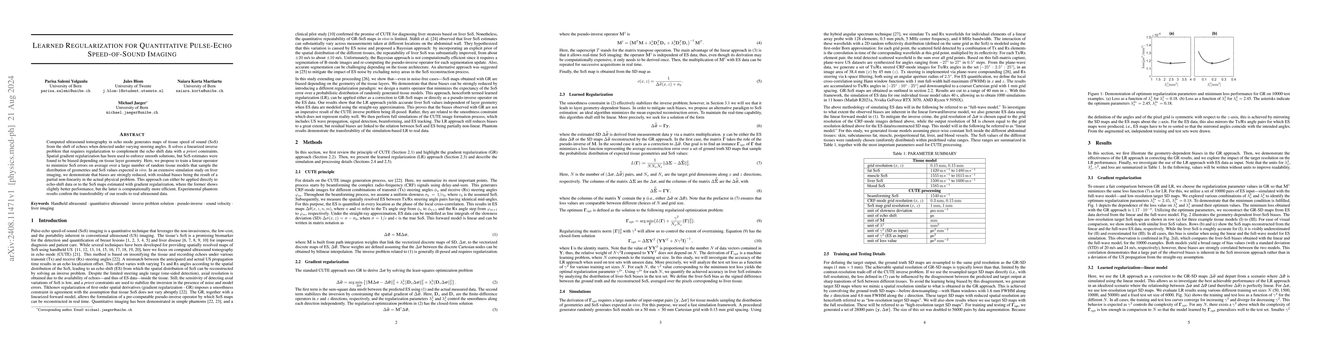 Thumbnail for Learned Regularization for Quantitative Pulse-Echo Speed-of-Sound
  Imaging