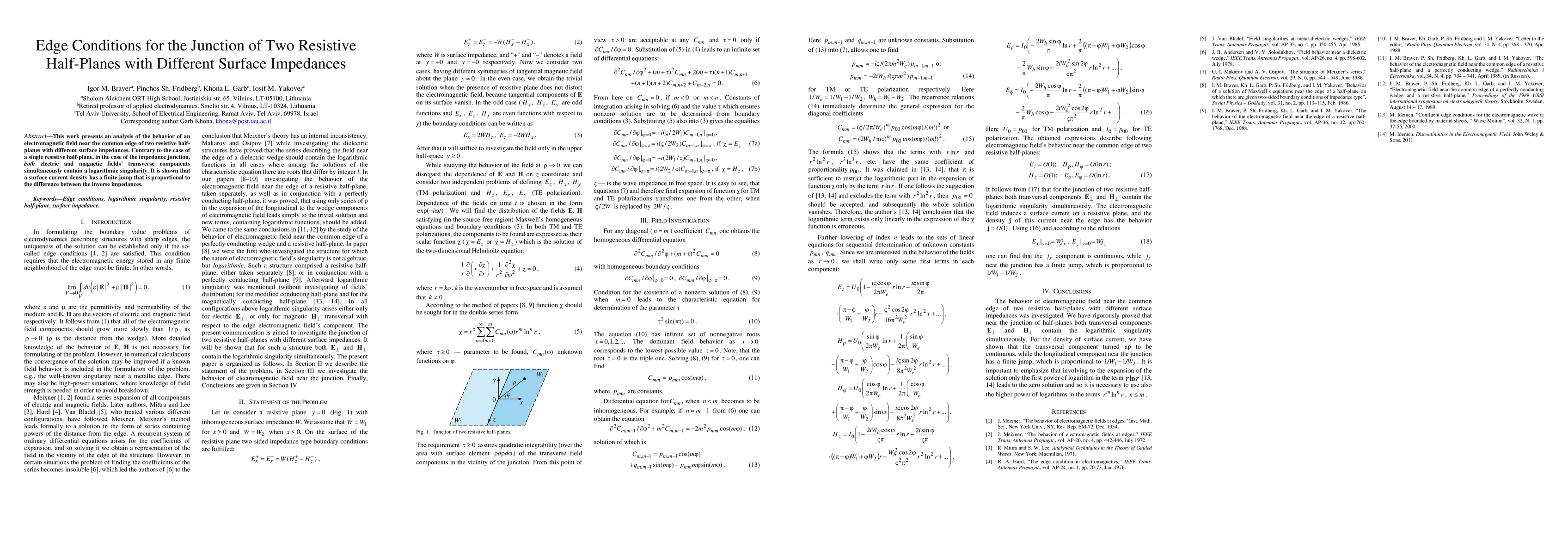 Thumbnail for Edge Conditions for the Junction of Two Resistive Half-Planes with
  Different Surface Impedances