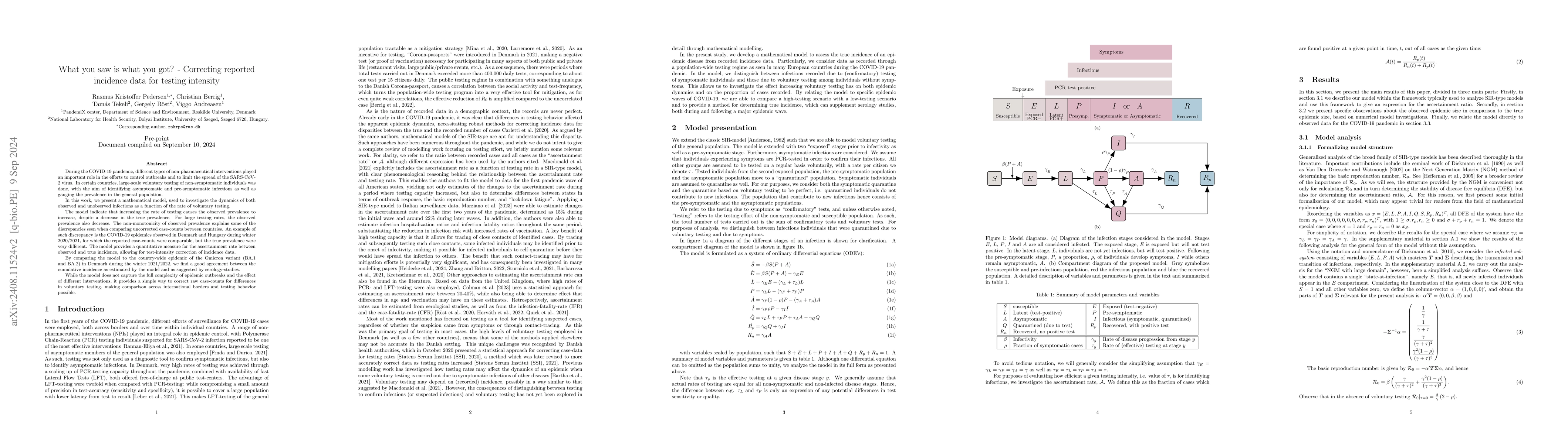 Thumbnail for What you saw is what you got? -- Correcting reported incidence data for
  testing intensity