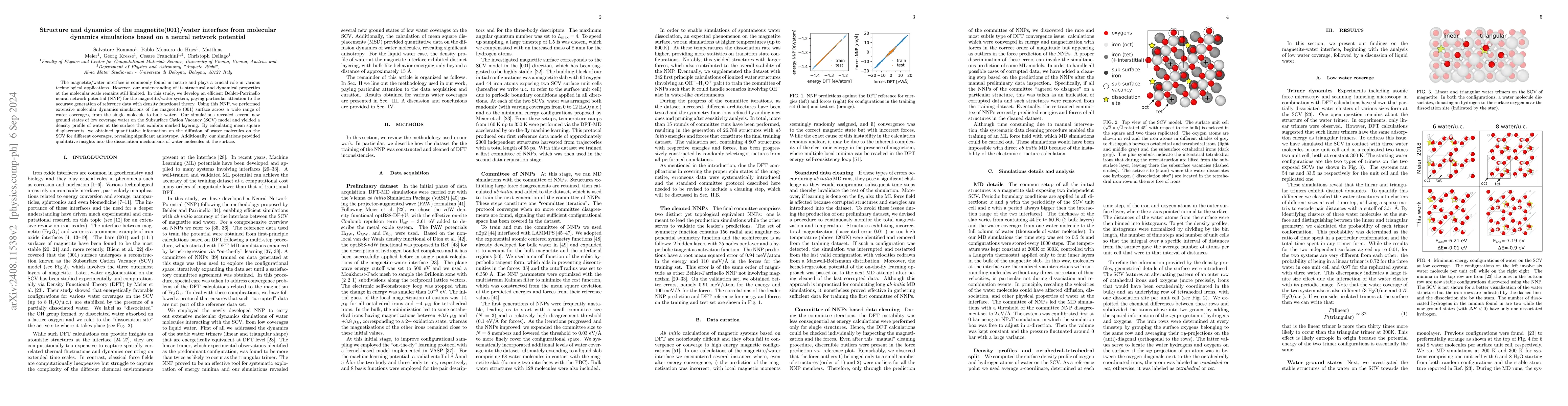 Thumbnail for Structure and dynamics of the magnetite(001)/water interface from
  molecular dynamics simulations based on a neural network potential