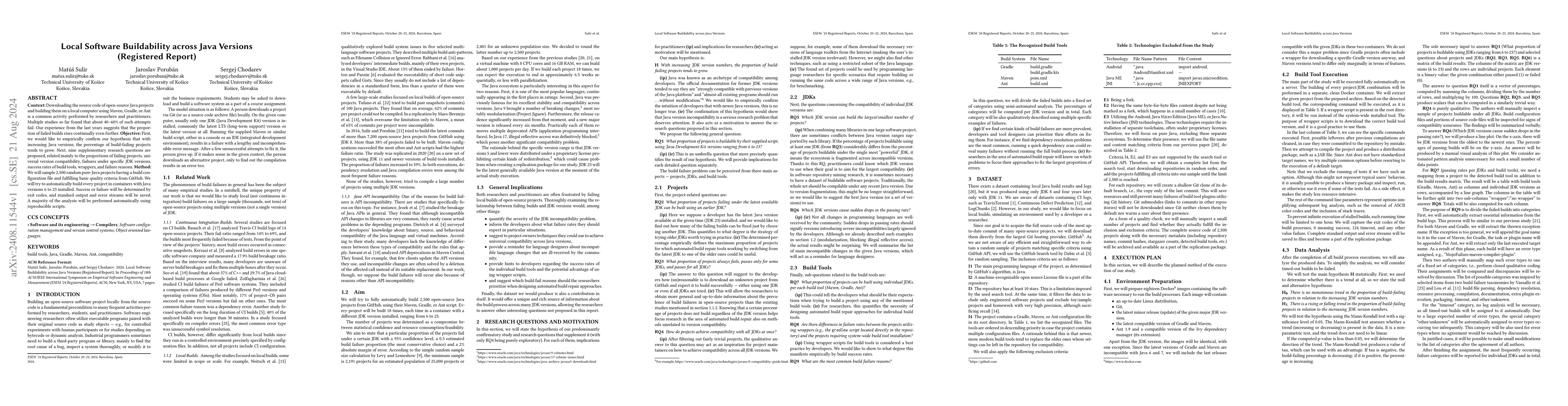 Thumbnail for Local Software Buildability across Java Versions (Registered Report)