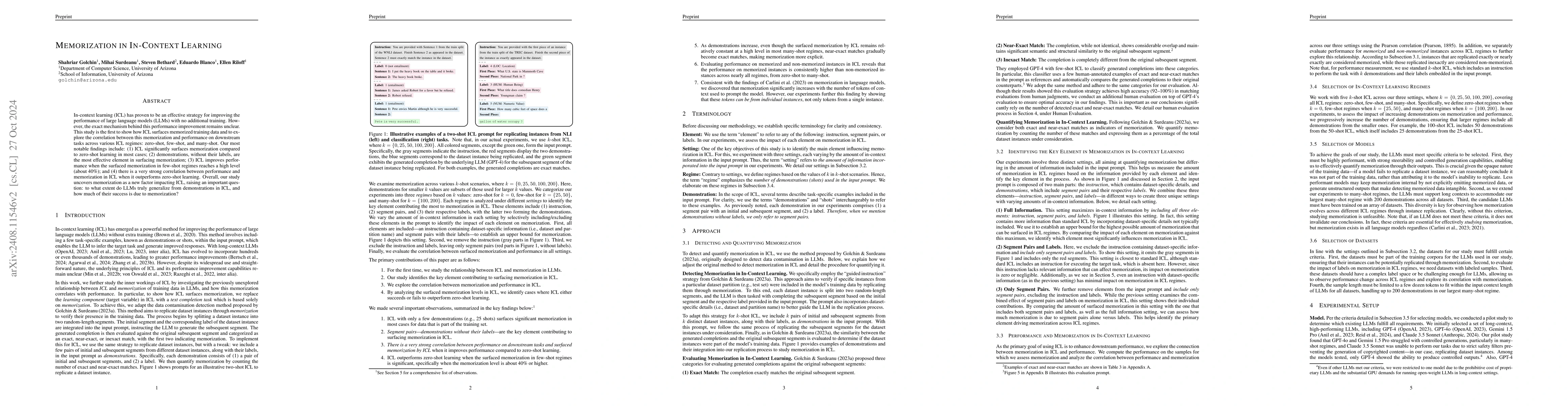 Thumbnail for Memorization In In-Context Learning
