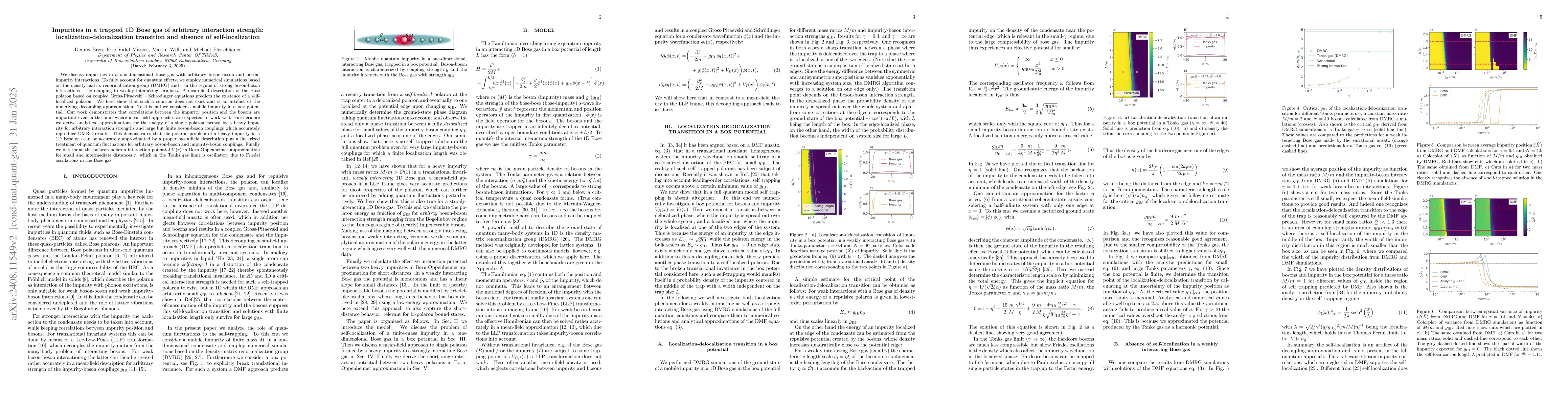Thumbnail for Impurities in a trapped 1D Bose gas of arbitrary interaction strength:
  localization-delocalization transition and absence of self-localization