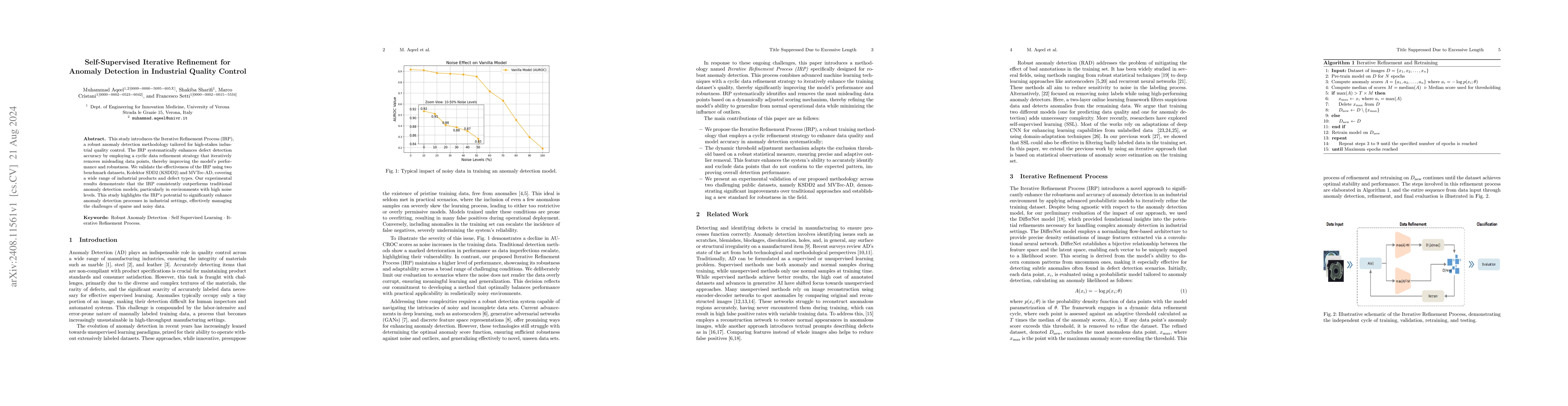 Thumbnail for Self-Supervised Iterative Refinement for Anomaly Detection in Industrial
  Quality Control