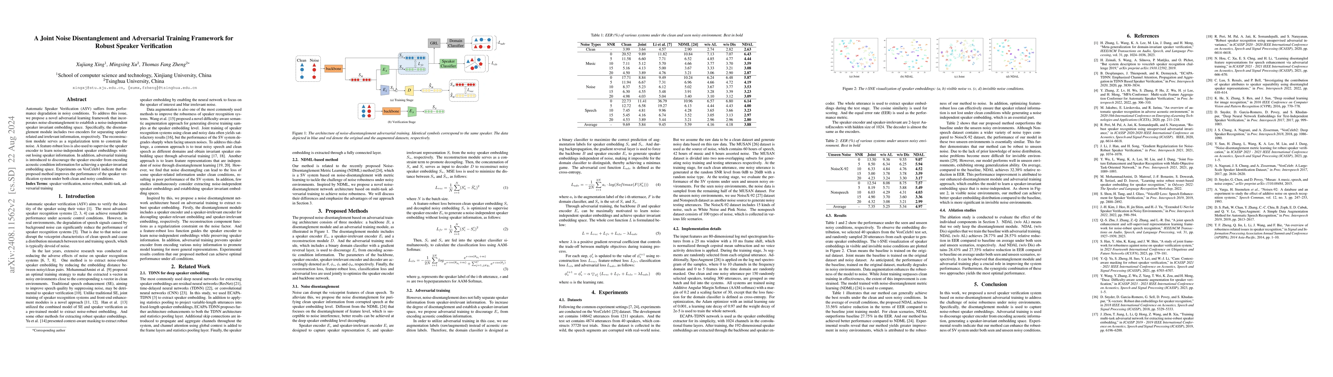 Thumbnail for A Joint Noise Disentanglement and Adversarial Training Framework for
  Robust Speaker Verification